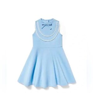 “SIZE 6 TO 12 MONTHS” JANIE AND JACK Retro Vintage Style Lace Bib Dress Bow Blue